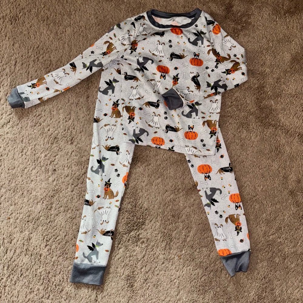 4T Microfleece Soft Pumpkin Halloween Matching Pajama Long Sleeve + Pants Set